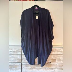 Elegant Navy Blue Women's sleeveless Cardigan